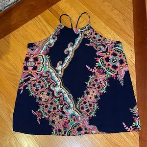 Multi-colored floral/paisley print